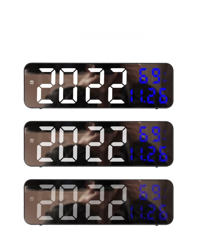 Specchio con allarme elettronico, grande schermo, orologio da tavolo digitale a LED, versione plug-in, in vendita_voghion.com
