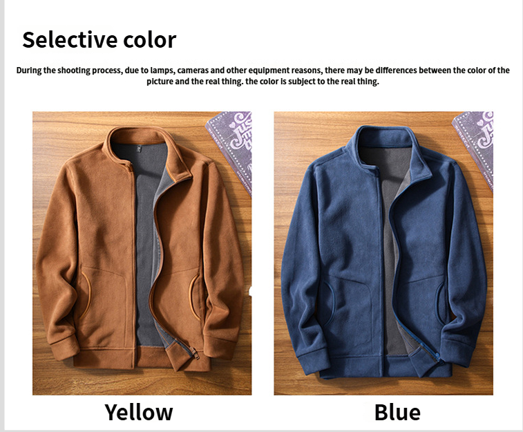 Giacca da uomo autunno inverno in pile, cardigan felpato per uomini di mezza età e giovani, calda e casual, con colletto rialzato_voghion.com