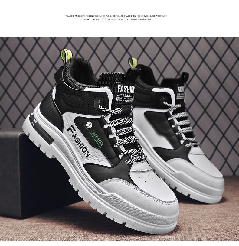 2024 Novo Martin Masculino Solado Grosso Trendy Altura Aumentando Estudante Antiderrapante Versátil Esportes e Lazer High Top Board_voghion.com