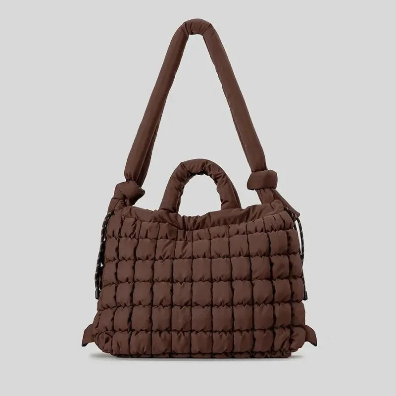 Borsa a tracolla imbottita morbida da donna, borsa a mano imbottita, tracolla grande, borsa a tracolla in nylon trapuntato casual 2025 di grandi dimensioni_voghion.com