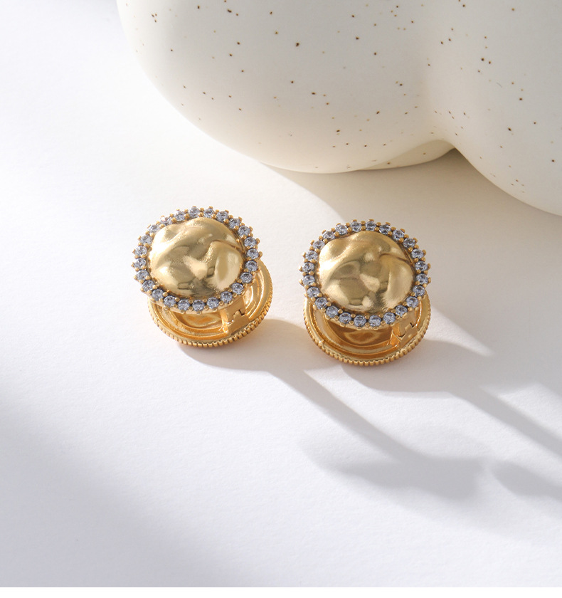 Women's earrings fashion earrings zircon round earrings for women light luxury niche high-end trendy small fragrance style earrings_voghion.com