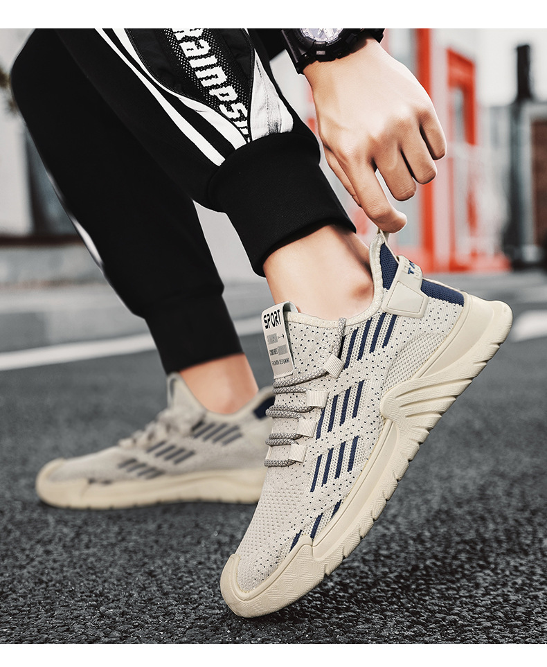 Coconut Men's Shoes Summer Breathable Fly Woven Mesh Thin Trendy Sports Running Casual Lightweight Mesh Versatile Trendy_voghion.com