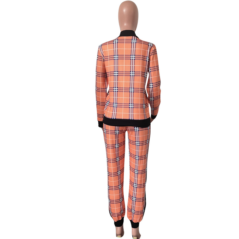 Traje casual de moda para mujer, abrigo con botones y pantalones con estampado de mil pájaros, conjunto de dos piezas_voghion.com