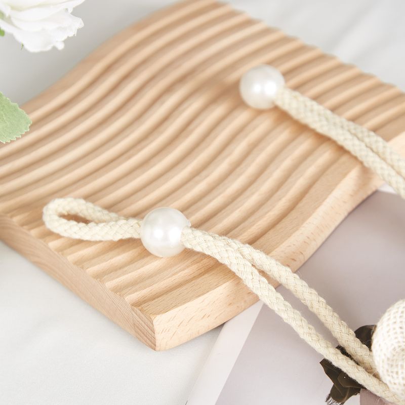 Curtain Tiebacks – Boho Pearl/Floral Tiebacks For Drapes, Modern Window Decor, Adjustable Rope Holders (Set Of 2) – Farmhouse Home Accessories_voghion.com