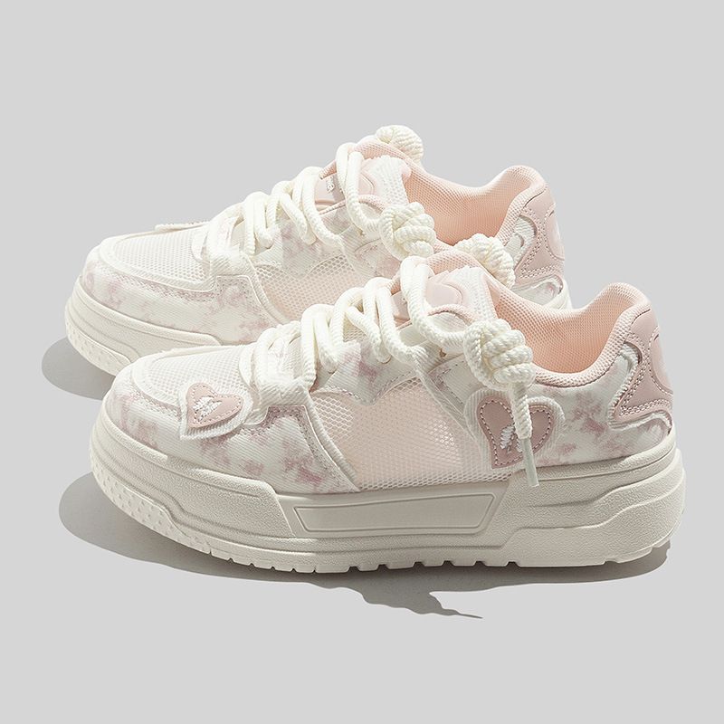 Sneakers bianche a forma di cuore estive, moda, cento scarpe singole coreane abbinate, sneakers traspiranti in rete, nuove 2025_voghion.com