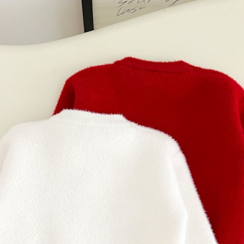 Gonna tutù con fiocco di perle e scollo rotondo in stile coreano, stile autunno e inverno 2025, in maglia, per ragazze_voghion.com