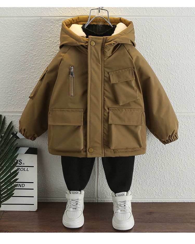 Kid's Clothing Boys Autumn And Winter Cotton Padded Jacket 2024 New Style Boy Baby Winter Children's Velvet Thickened Parka Cotton Padded Jacket_voghion.com