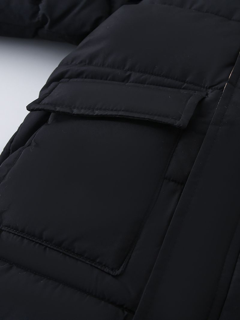 Boys' Winter Hooded Puffer Jacket – Thickened Long Sleeve Coat With Letter Print (120-170cm) – Detachable Hood, Zipper Closure – Warm & Trendy_voghion.com