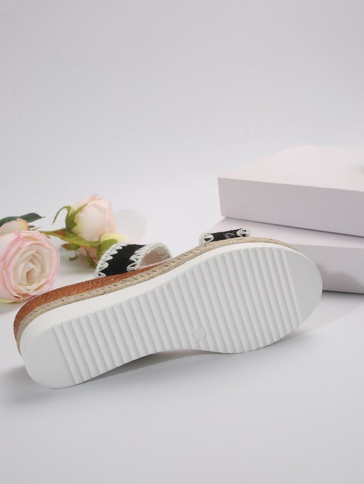 Women’s Shoes New Rope Woven Edge Wedge Slippers For Women Thick Bottom One Word Strap_voghion.com