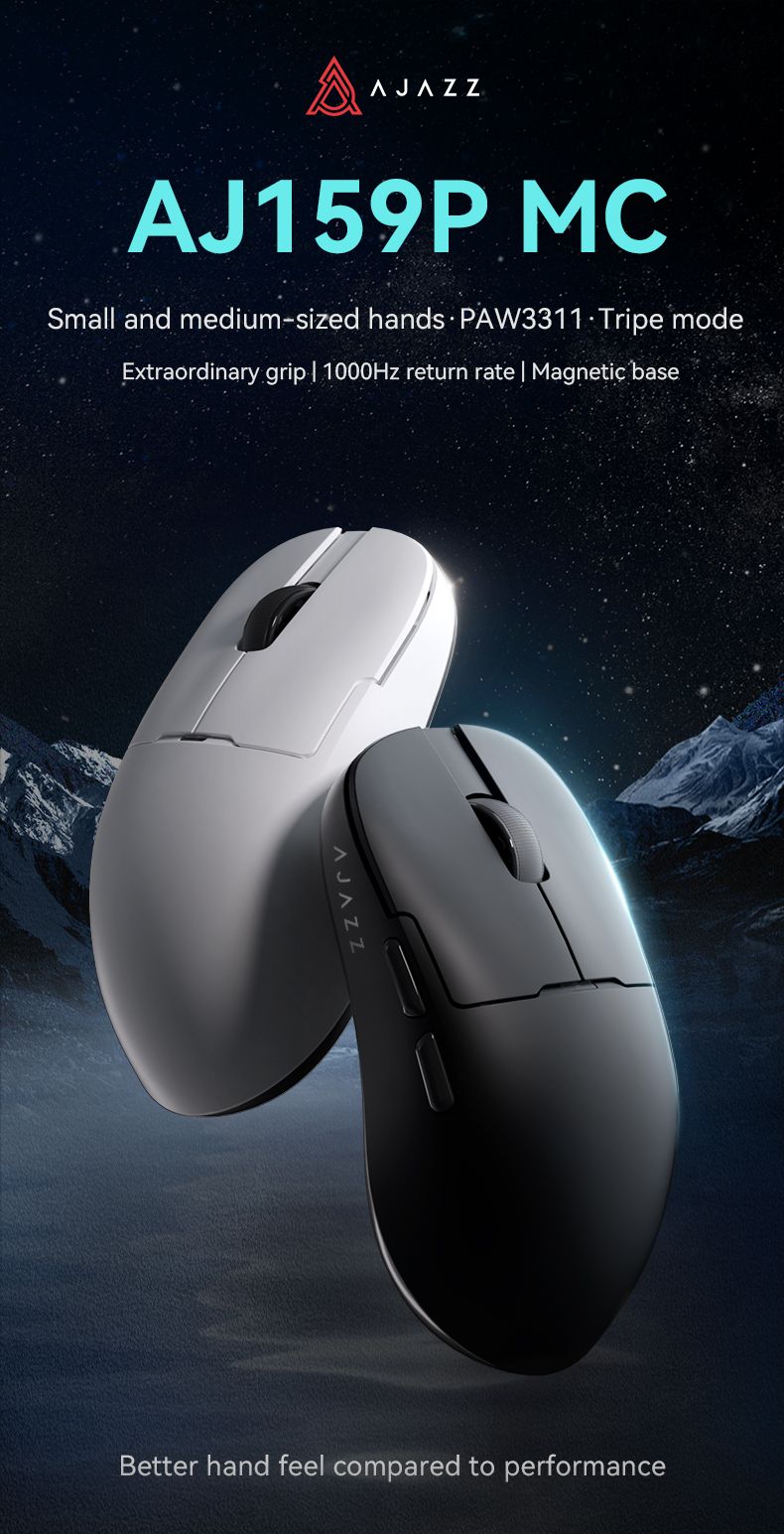 AZZ 59P MC Tri-mode Wired BT Wireless With Magnetic Charging Base Max 12000DPI Gaming Mouse For PC_voghion.com