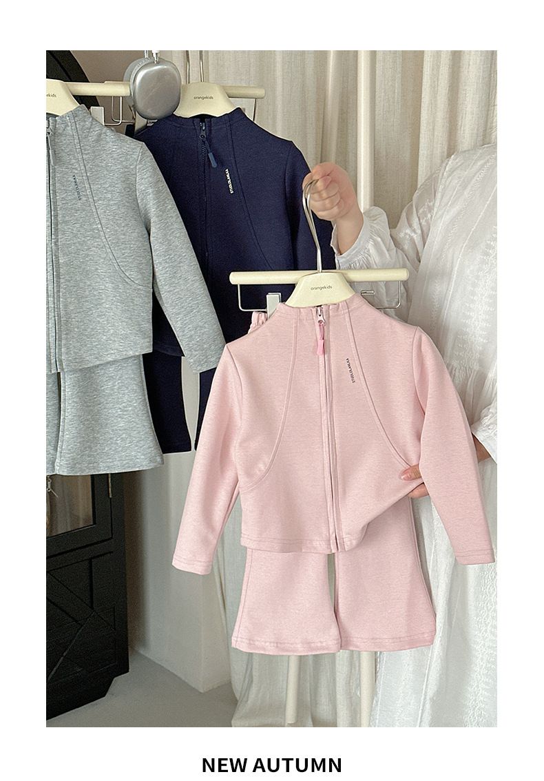 Xie Jinmao Kinderbekleidung Eltern-Kind-Outfit Mädchen Herbst Sweatshirt Set Stilvolles Baby Mädchen Koreanische Version Reißverschluss_voghion.com