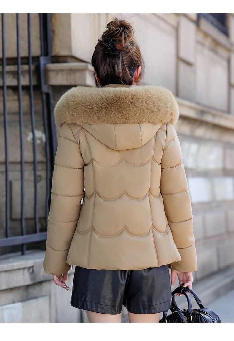 Women's Winter Parka With Detachable Faux Fur Hood – Slim-Fit Short Puffer Jacket, Plush Lined, Raccoon Dog Fur Trim, Zipper Closure (5 Colors)_voghion.com