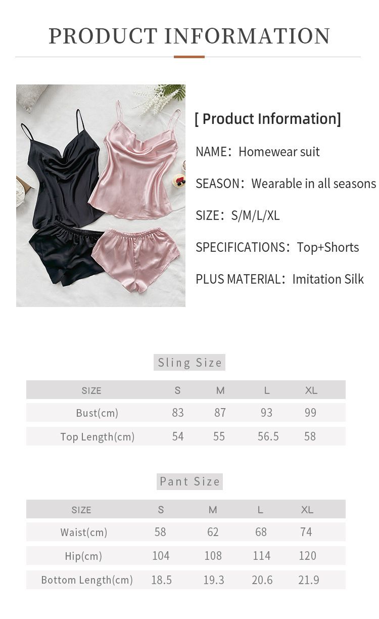 Damen Nachtwäsche Zweiteilige Kleidung Dünne Home Hosenträger Shorts Anzug_voghion.com