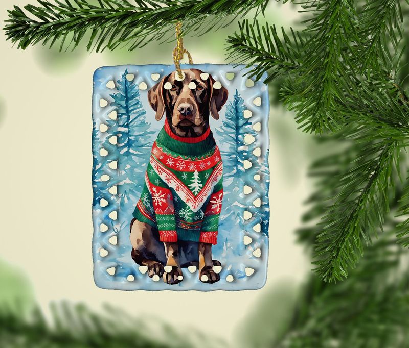 German Shorthaired Pointer Christmas Porcelain Ornament Christmas Tree Hanging Decorations For Home Christmas Holiday, Rectangle, Gift, Multicolor_voghion.com