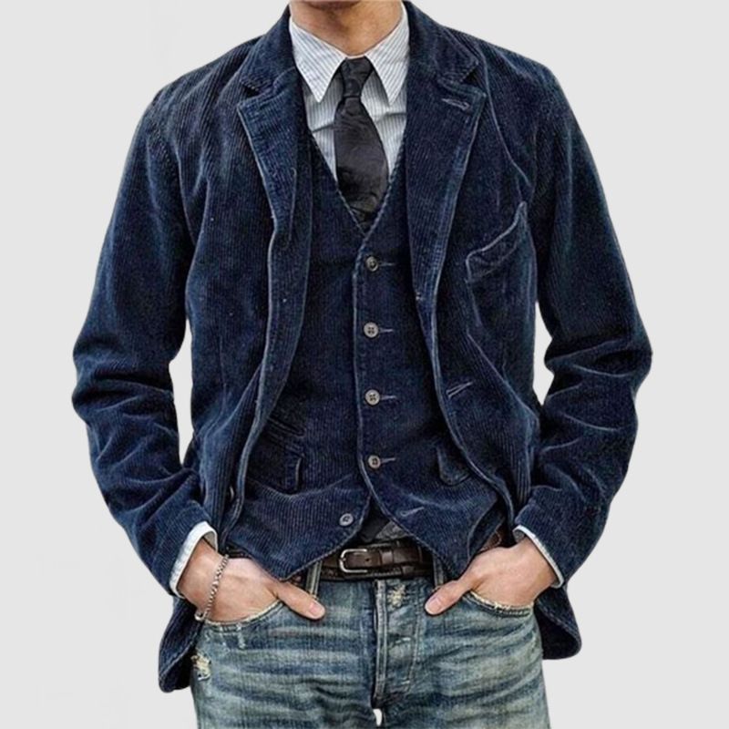 Herren-Cordblazer – Lässiger Anzugmantel mit entspannter Passform und Revers, einreihig, mit zwei Knöpfen, strapazierfähig und stilvoll für Arbeit und Freizeit_voghion.com