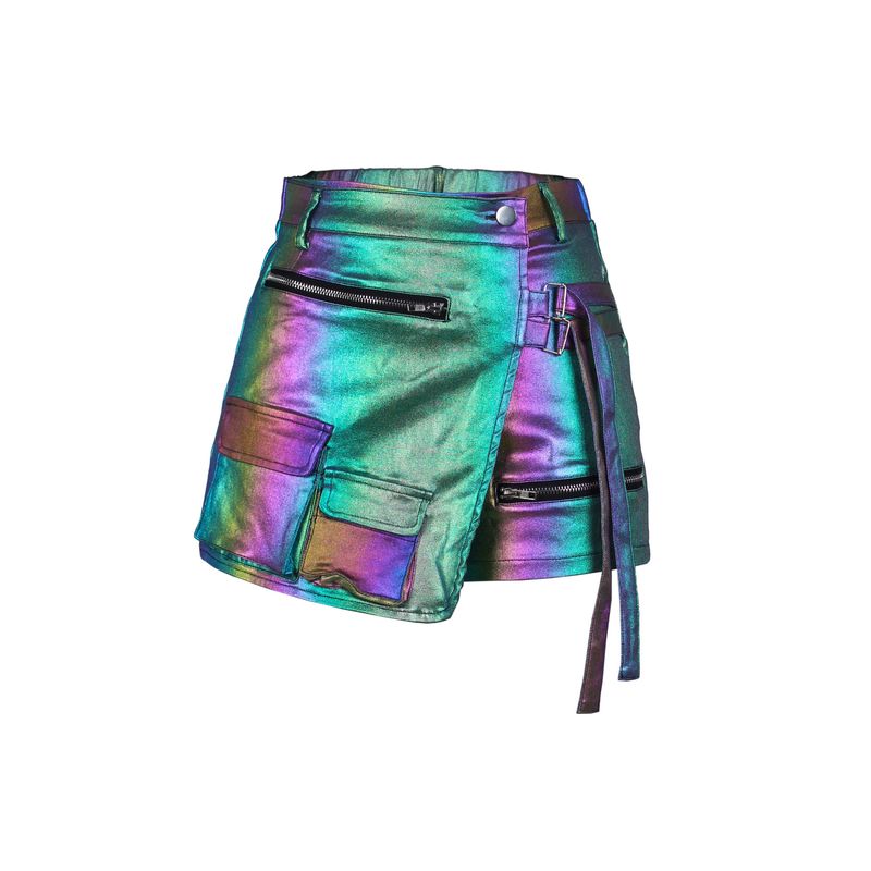 Women's Clothing Summer Fashion High Elastic Irregular Multi Pocket Workwear A Line Shorts_voghion.com