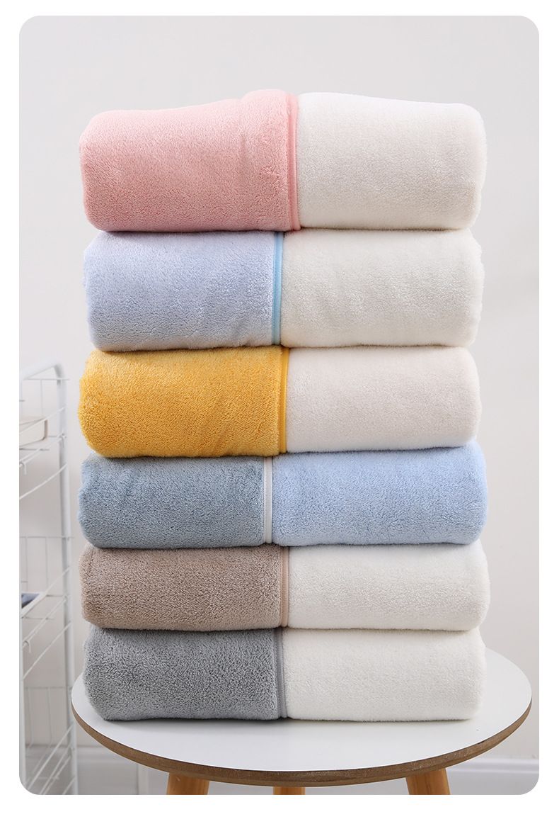 Namų tekstilė Plonas Kontrastingas Spalva Mikro Fleece Chalatas Pliušinis Long Spa Chalatas Sugeriantis chalatas_voghion.com