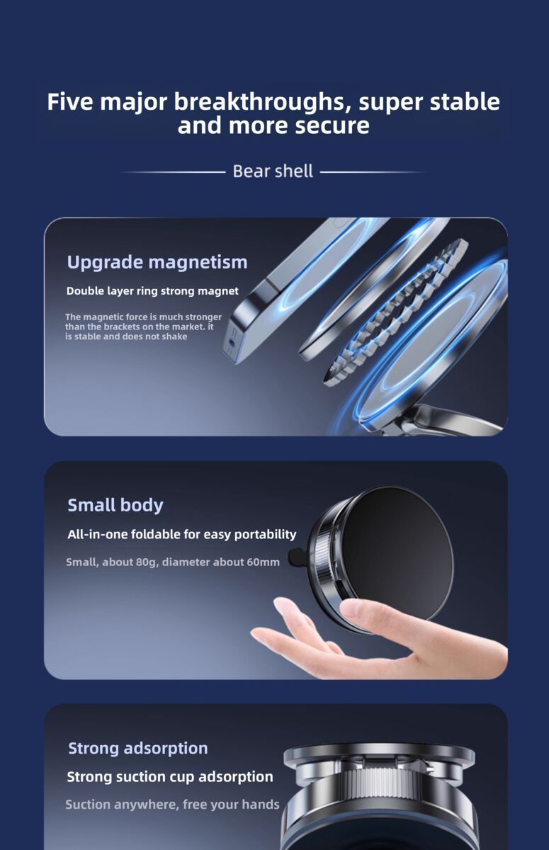 2025 New Model Vacuum Magnetic Car Navigation Suction Cup Mount Phone Holder_voghion.com