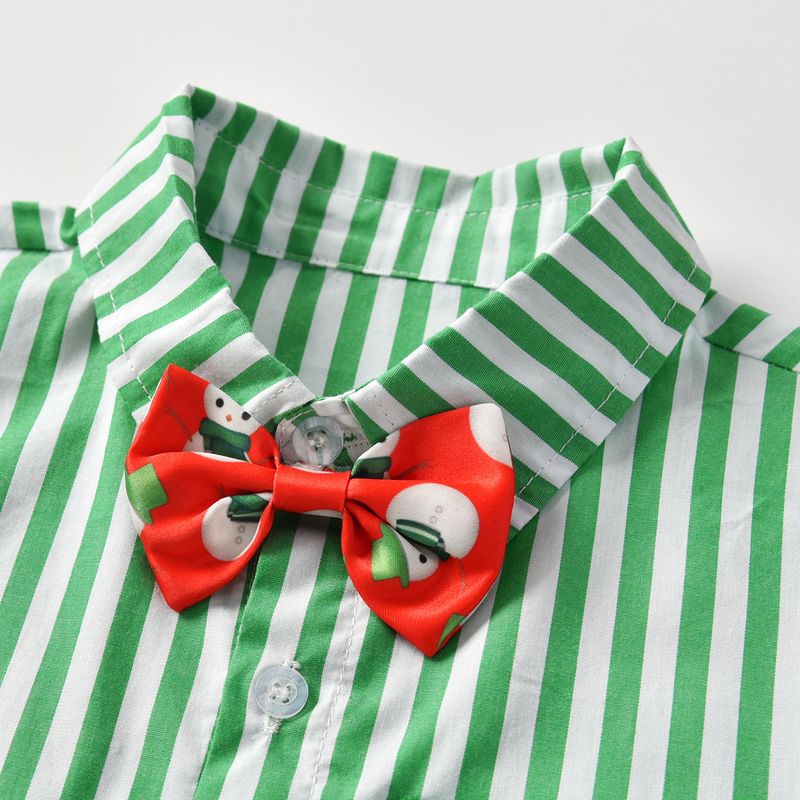 Set di due pezzi per bambini primaverili e autunnali, per bambini, per Natale, con stampa a righe, papillon stampato_voghion.com