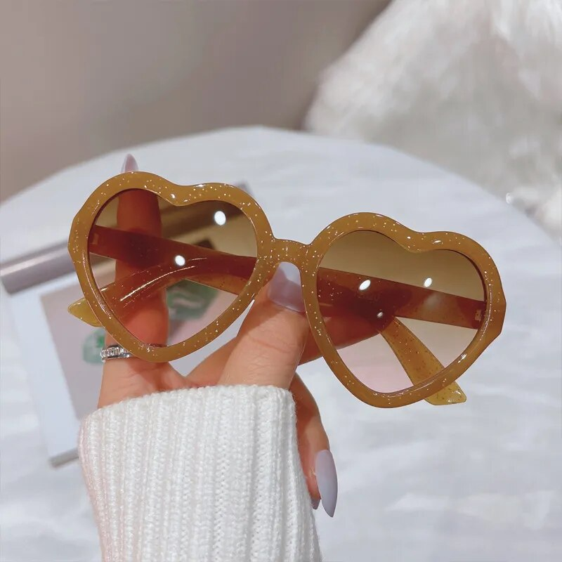 Simpatici cuori color caramella occhiali da sole per bambini bambini retrò rosa cartone animato occhiali da sole montatura ragazze ragazzi occhiali da sole per bambini UV400_voghion.com