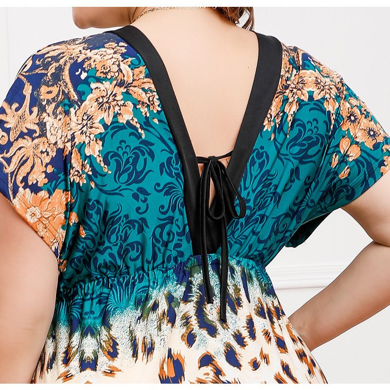 Frauen plus größe damen kleidung M-5XL plus fett plus lange wischen kleid urlaub strand kleid_voghion.com