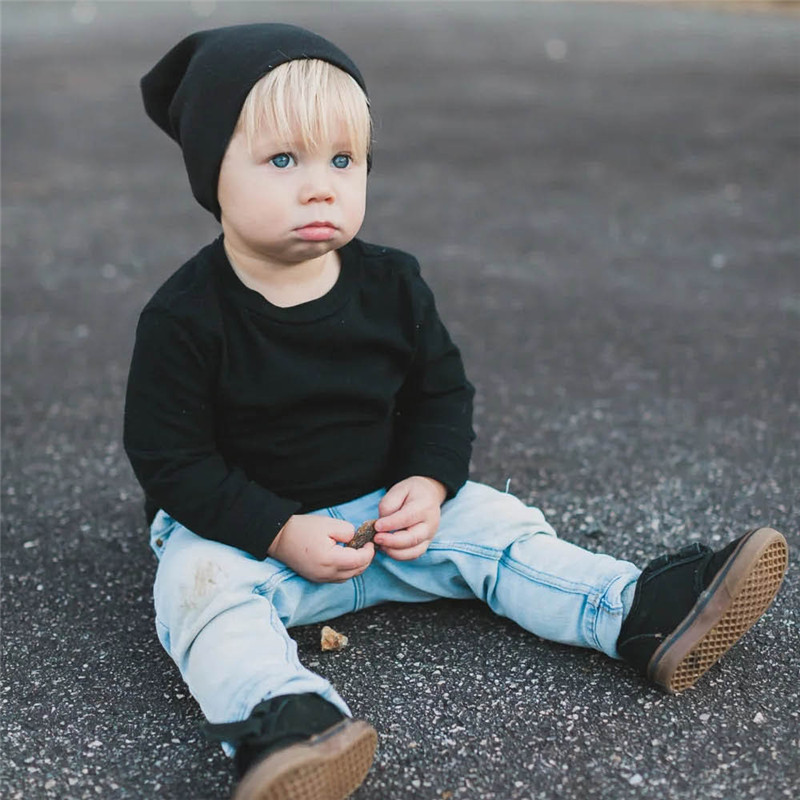 Nuevo gorro de hip hop para bebé, para baile callejero, primavera y otoño, gorro de punto para niño y niña, cálido, color sólido, para invierno_voghion.com
