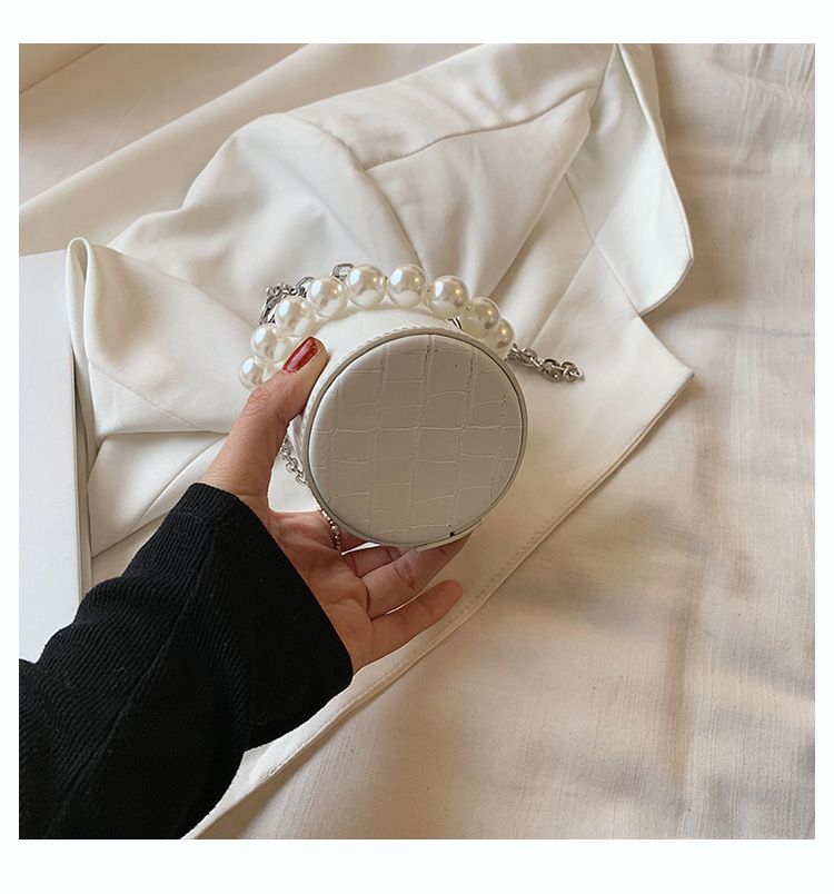 Borsa a secchiello da donna, borsa a tracolla con catena, per donna, 2023, nuova borsa a cilindro portatile mini in rete, borsa decorativa a scoppio rosso vivo_voghion.com