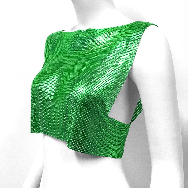 Women's metallic sequin top hot girl vest music festival party sweet and spicy style vest_voghion.com