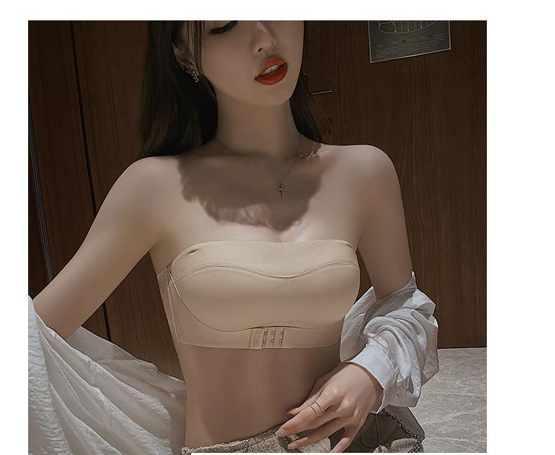 Damenbekleidung Trägerlose Unterwäsche für Damen Rutschfester, kleiner Busen Push-Up-BH Gewickeltes Tube-Top Unsichtbarer, Anti-Freiliegender, schöner Rücken-BH_voghion.com