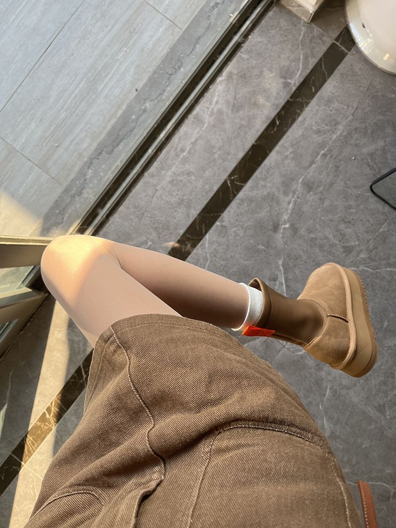 Novas botas de neve integradas de pele para mulheres outono e inverno botas femininas quentes antiderrapantes botas lápis aumentam botas elásticas de sola grossa_voghion.com