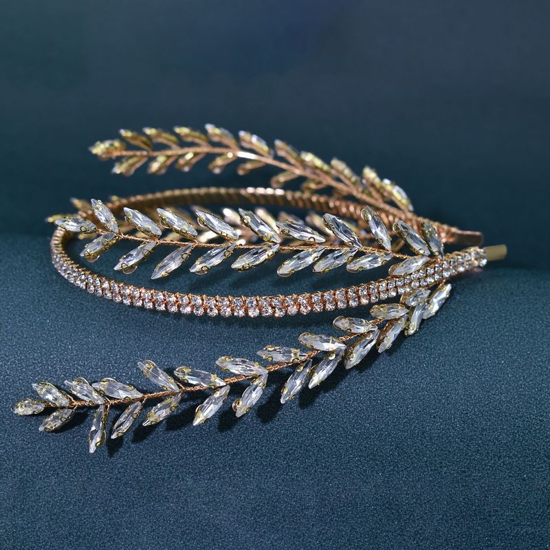 Cerchietto per capelli da donna con strass di cristallo fatto a mano, accessori per capelli da sposa, elegante design floreale, diamanti in argento e oro_voghion.com