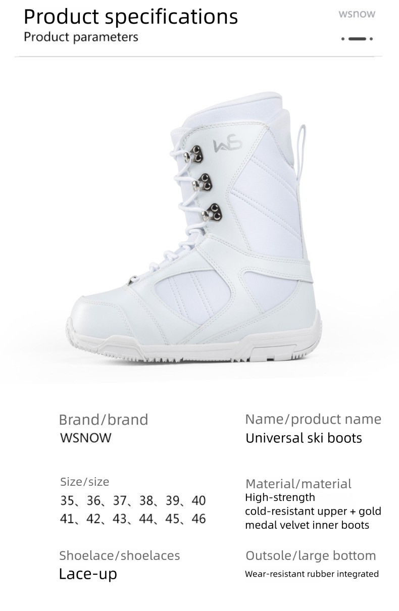 WS Equipment Ski All-Terrain Boots Women Adult Men Couple Style Snowboard Shoes_voghion.com