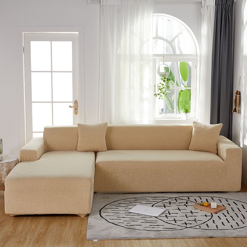 Sofa cover high weight thickened knitted full elastic universal full cover chaise longue sofa cover_voghion.com