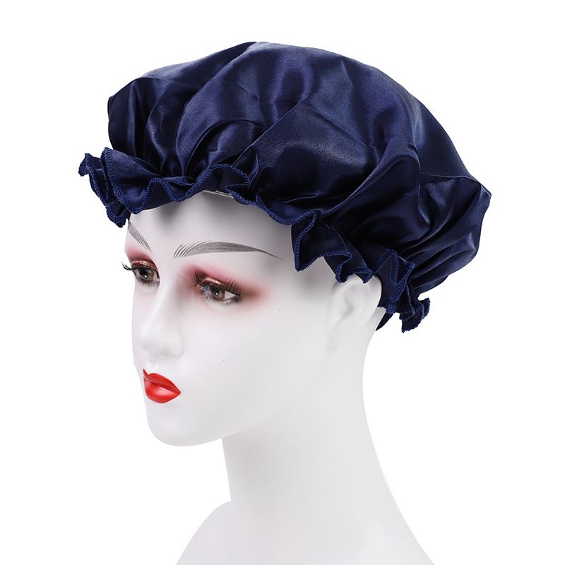 Foreign Trade Women's Satin Lace Sleep Cap Hair Care Solid Color Chemotherapy Home Hat Cross-Border Exclusive_voghion.com