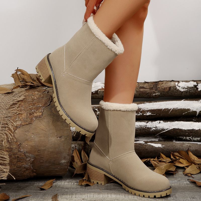 Botas de nieve de ante con tacón grueso, talla 43, botas de algodón de talla grande_voghion.com
