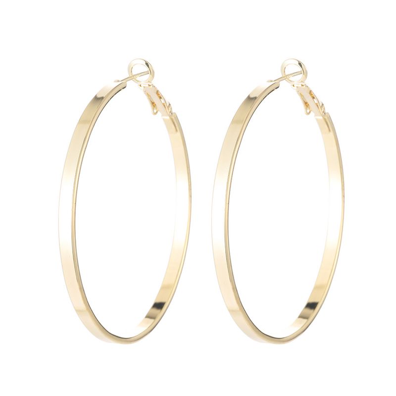 Orecchini piatti esagerati in metallo con cerchio liscio classico Silver Needle_voghion.com