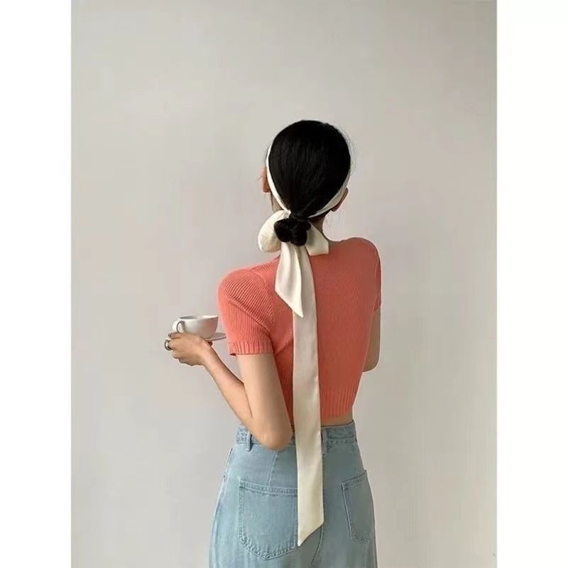 New Super Long Solid Color Narrow Long Silk Scarf, Versatile Small Scarf, Decorative Head Scarf_voghion.com