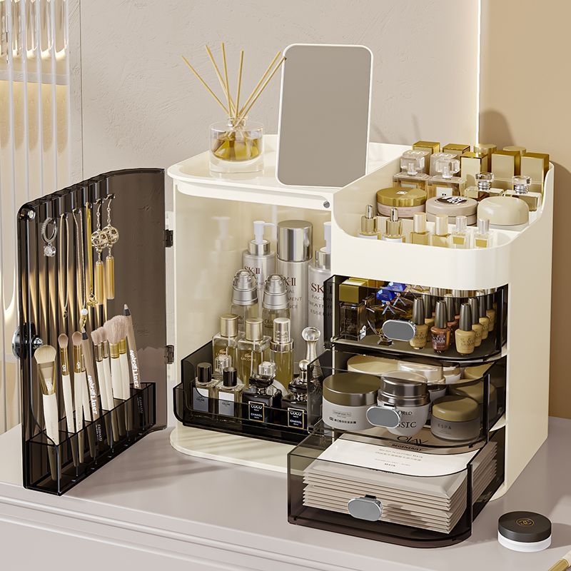 【 3027 Bewäertungen 】 Kosmetikbox fir op den Dësch, staubdicht, héichwäerteg Hautpfleegprodukter, grouss Kapazitéit, Schubladen, Lippenstift_voghion.com