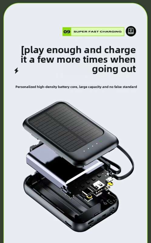 Valsts standarta 3C saules enerģijas 20000mAh iebūvēts kabelis, lielas ietilpības pārnēsājama barošanas banka_voghion.com