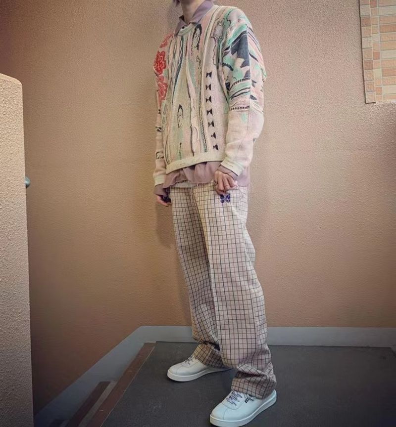 Maglione girocollo lavorato a maglia in stile etnico a contrasto vintage, con ritratto, in jacquard, taglia grande_voghion.com