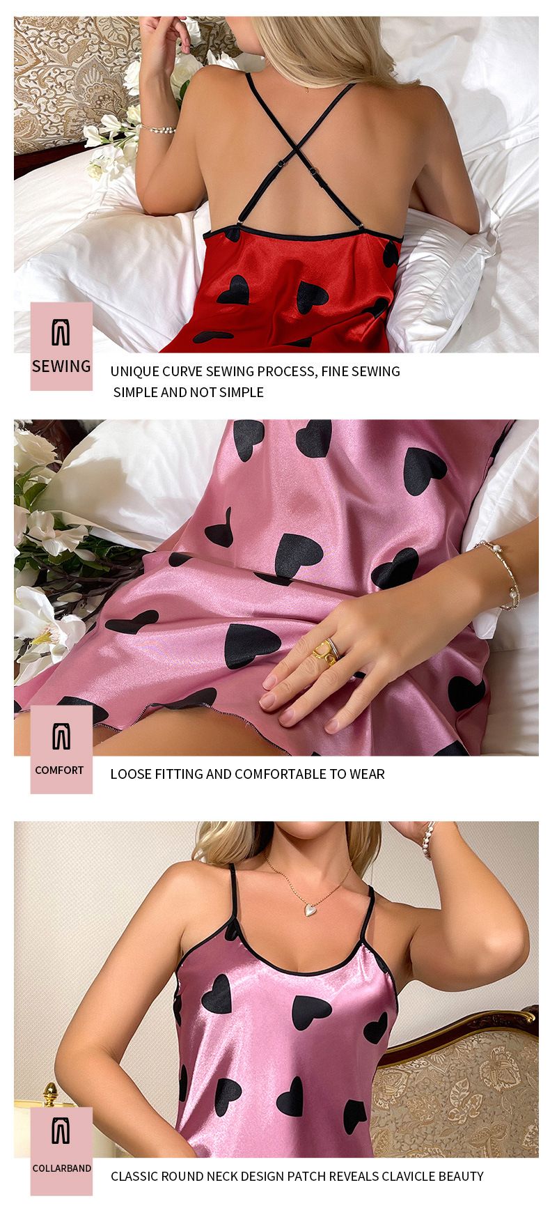 Intimo e pigiami Camicia da notte estiva in seta ghiacciata, da casa, sottile, sexy, senza schienale, gonna con bretelle, moda femminile, gonna in seta stampata_voghion.com