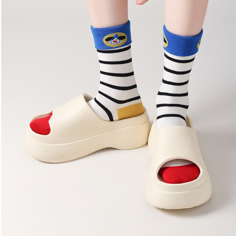 2025 New Spring Zhongtong Socks Cartoon Bright Color High-top Striped Socks Color Matching Popular Stockings Zhuji Wholesale_voghion.com