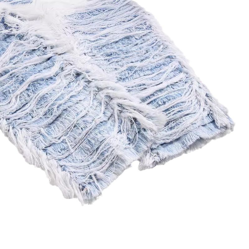 Connector Trendy Heavy-duty Stacked Pants With Tassel Embroidery, Ripped Fringe, And Loose Hem Jeans For Men_voghion.com