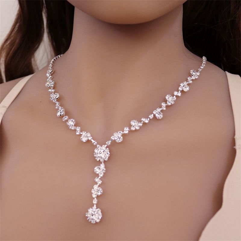 Versione coreana semplificata, collana da sposa con piccola catena, orecchini, gioielli, accessori per abiti_voghion.com