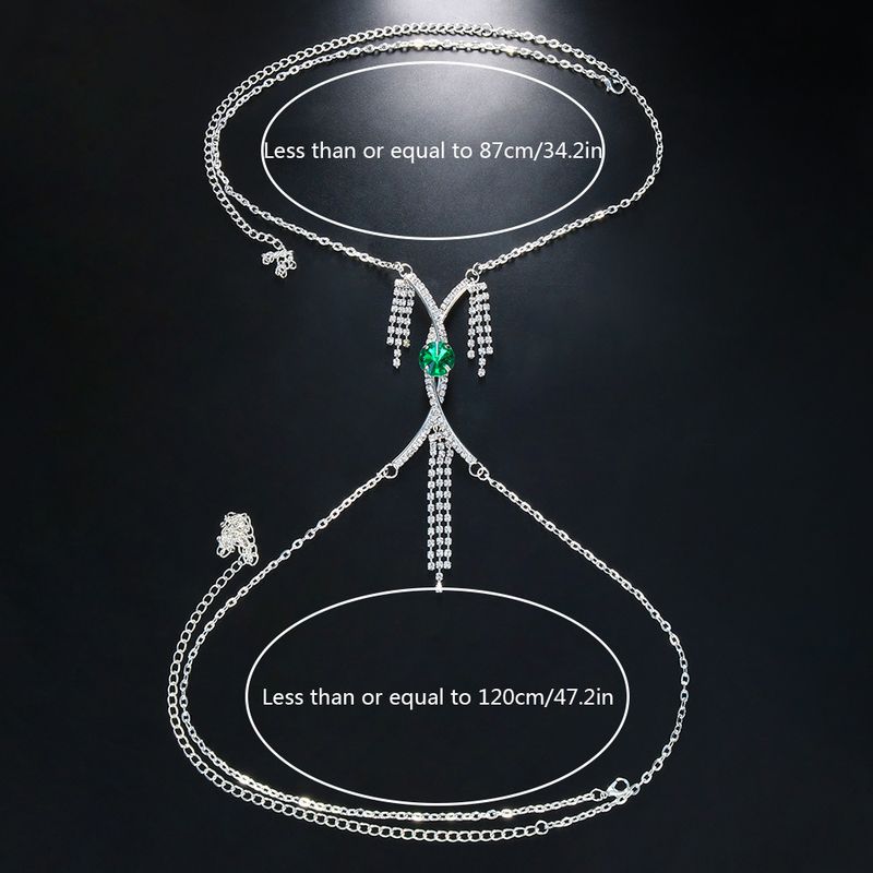 Exquisite Mode grün Strass Brust Unterstützung Frauen sexy Bikini Körper Kette Schmuck Körper Kette 05_voghion.com
