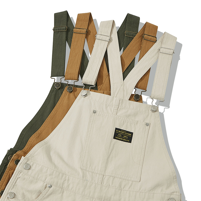 Men's overalls, suspenders, worker's pants May khaki jumpsuit_voghion.com