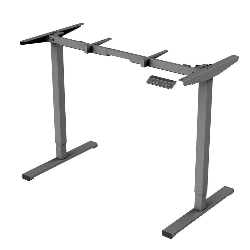 Electric Standing Desk Adjustable Height Desk Home Office Computer Workstation Sit Stand Up Desk, 48 X 24 Inches, (grey Frame + Black Top)_voghion.com