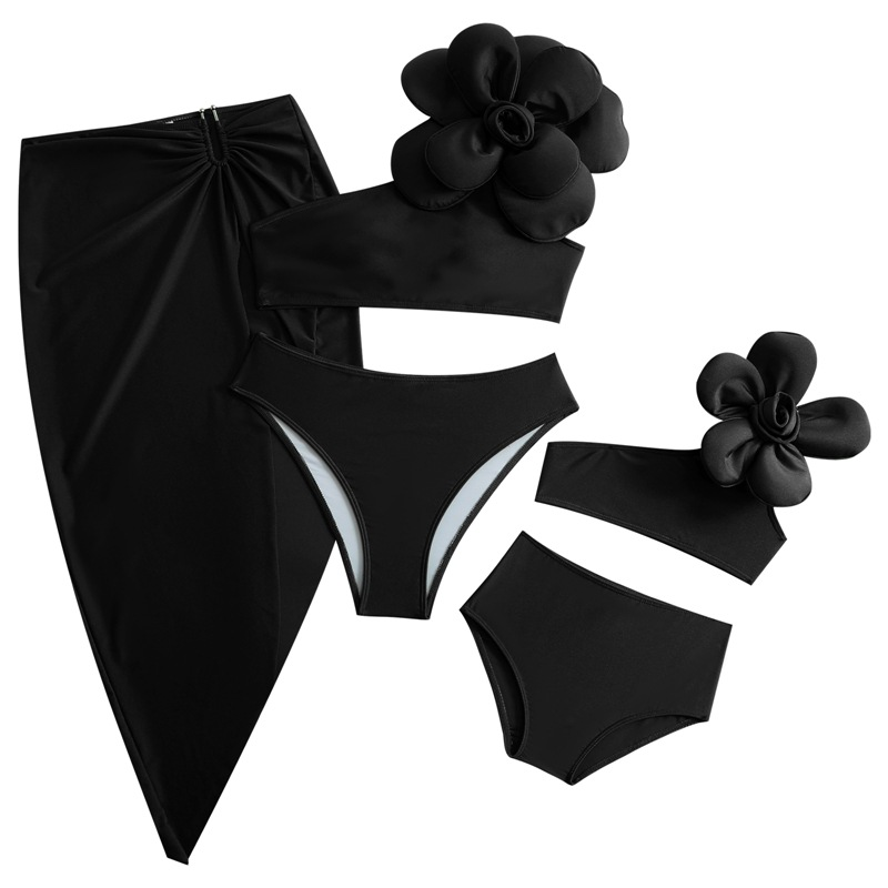 Maillot de bain familial Bikini trois robes maillot de bain mode tridimensionnel grande fleur maillot de bain familial_voghion.com