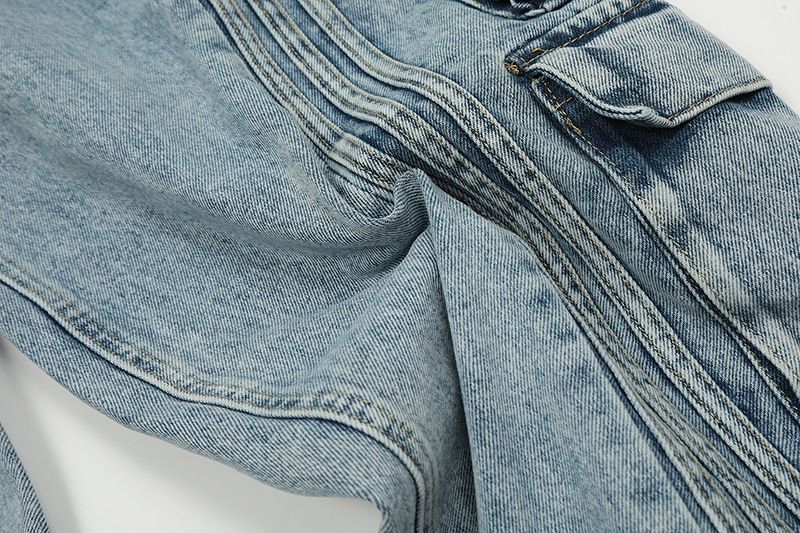 Vêtements pour hommes Jeans de travail multi-poches Jeans amples droits à jambes larges Pantalons de nettoyage décontractés pour couples Hip Hop_voghion.com