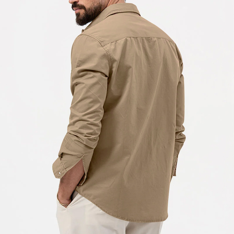 2024 Nova Estação Independente Transfronteiriça Camisa Masculina Multi-bolso Casual Manga Longa Camisa Masculina_voghion.com